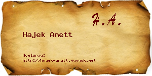 Hajek Anett névjegykártya
